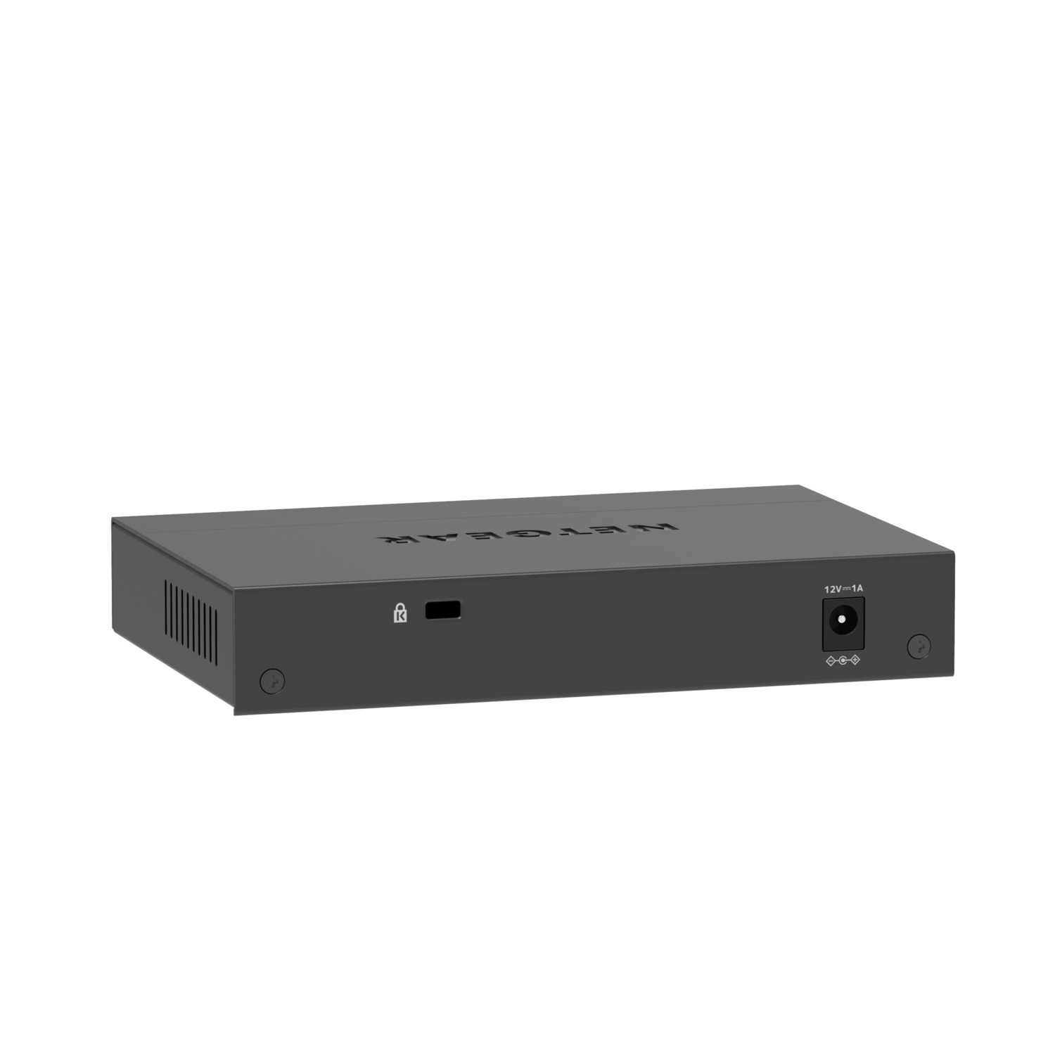 Commutateur réseau noir, avec ports et logo NETGEAR.