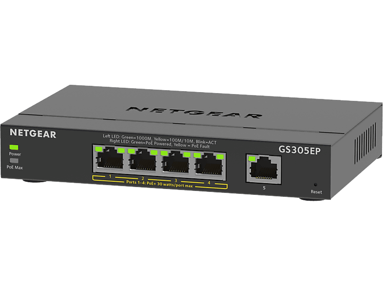 Netgear Switch 5-port Gigabit Ethernet Poe+ Plus Zwart (gs305ep-100pes)