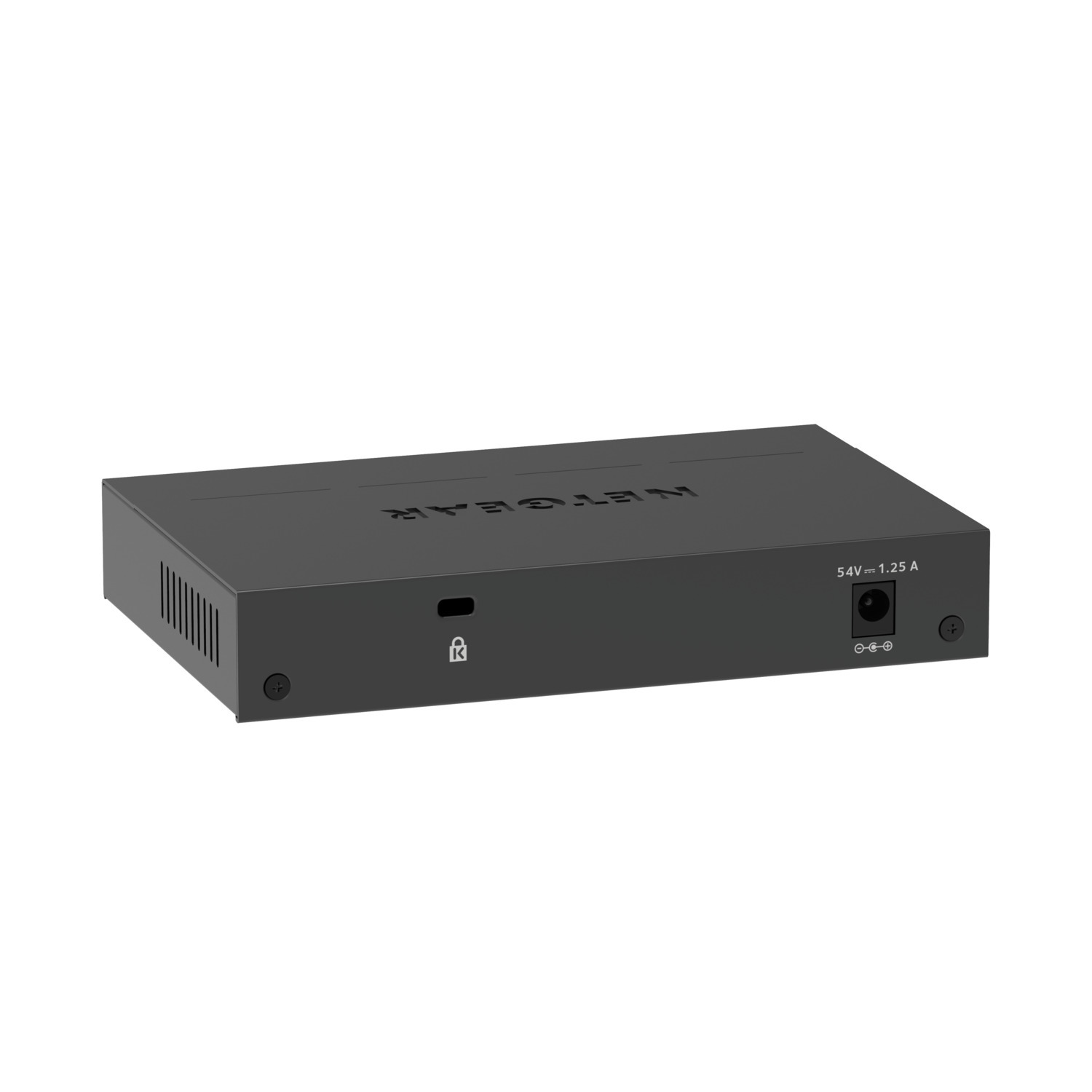 Un appareil réseau noir avec la marque NETGEAR sur le dessus et une entrée d'alimentation.
