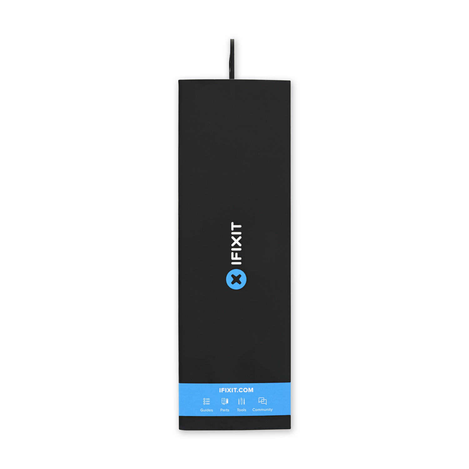 A black rectangular package with the iFixit logo and website information on a white background.