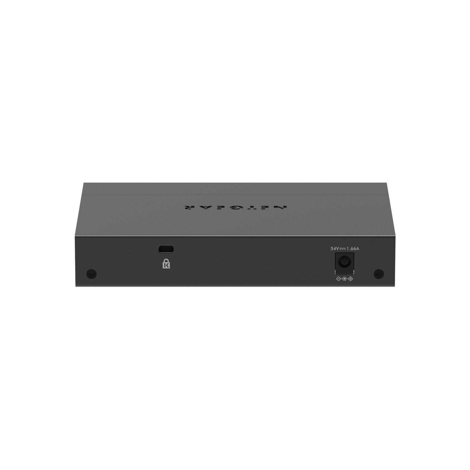 Black rectangular device with power and security ports on the back.