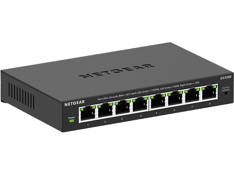 Netgear Switch 8-port Gigabit Plus Zwart (gs308e-400eus)