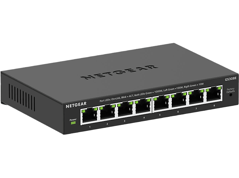Switch Ethernet Gigabit Plus 8 ports Netgear (GS308Ev4)