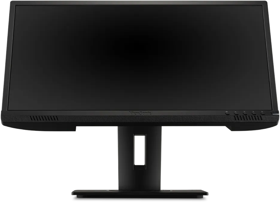 Fekete ViewSonic számítógép monitor fekete állvánnyal, elölnézetben.