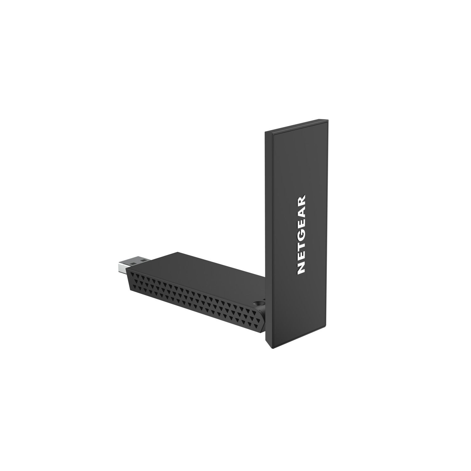 Adaptateur Wi-Fi USB Netgear noir avec antenne rectangulaire.