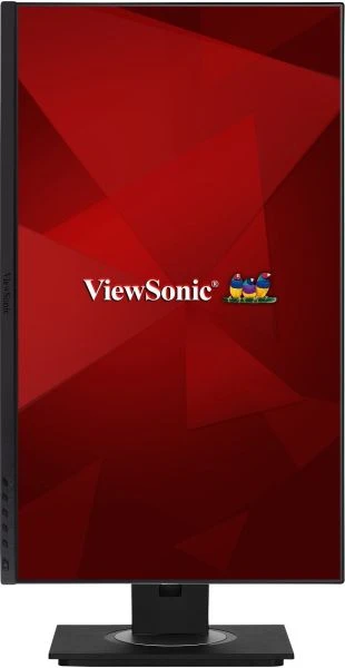 Egy ViewSonic számítógép monitor piros dizájnt mutat a cég logójával.