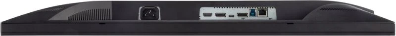 Fekete monitor hátlapja. Tartalmazza a tápcsatlakozót, HDMI-t, USB-portokat és egyéb csatlakozókat.