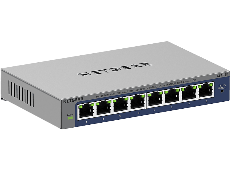 Netgear Switch 8-port Gigabit Prosafe Plus Grijs (gs108e-400eus)