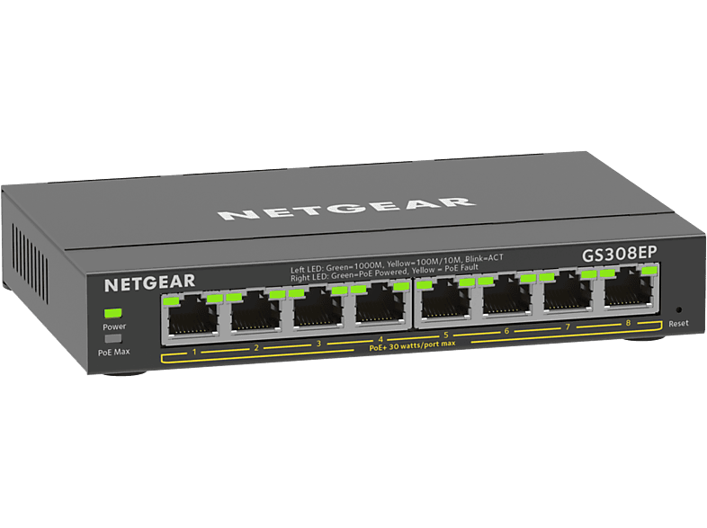 Netgear Switch 8-port Gigabit Ethernet Poe+ Plus Zwart (gs308ep-100pes)