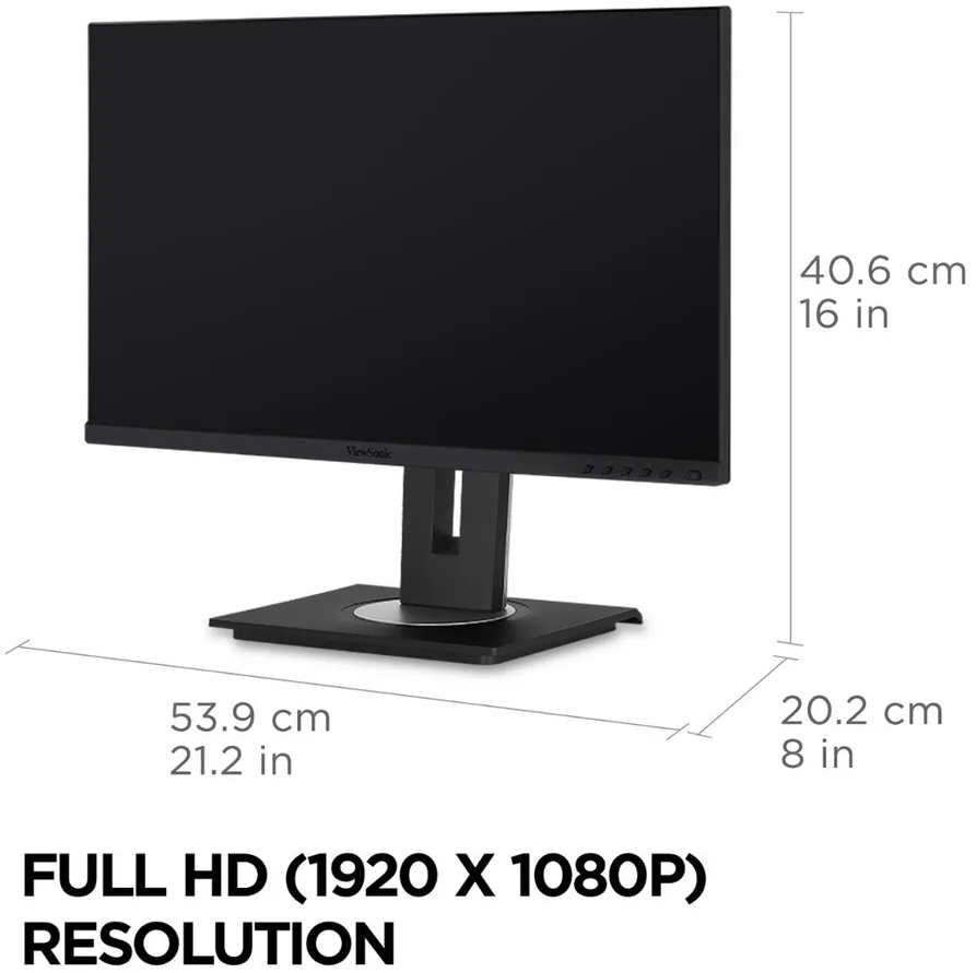 Fekete monitor méretekkel. Fehér háttér.