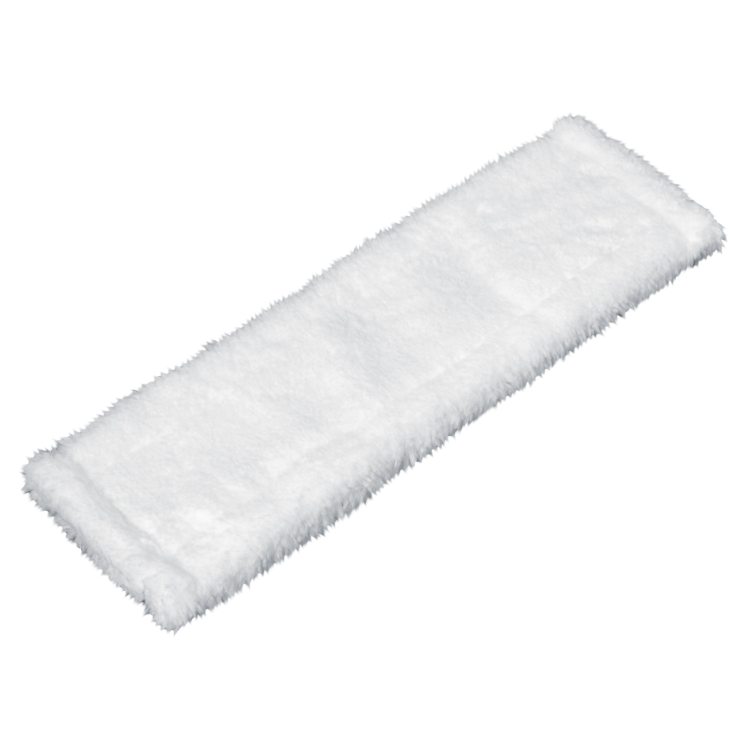 Witte rechthoekige microvezel mop pad geïsoleerd op witte achtergrond. Het lijkt pluizig.
