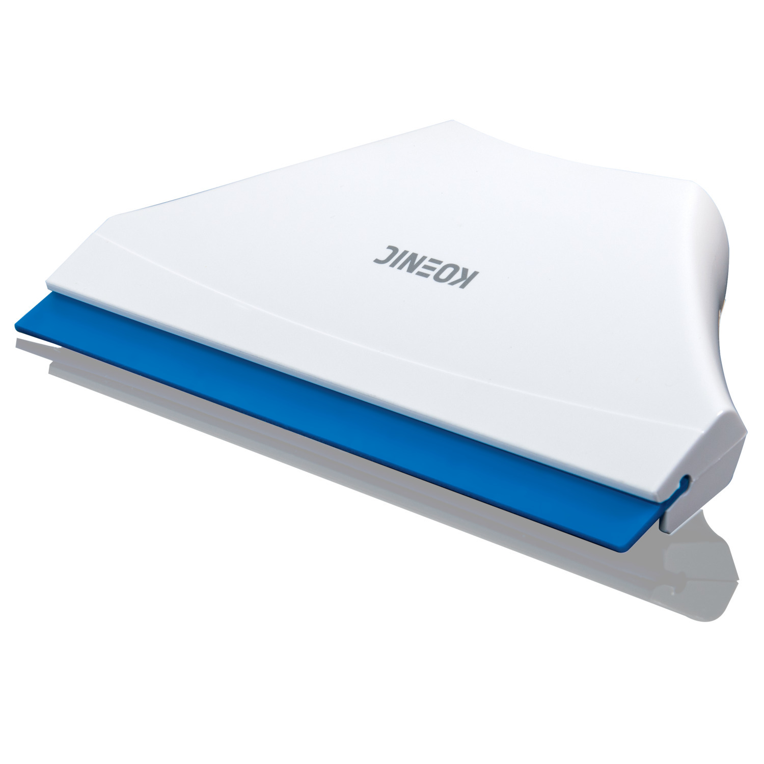 White and blue window squeegee on a white background. The word 'KOENIC' is visible.