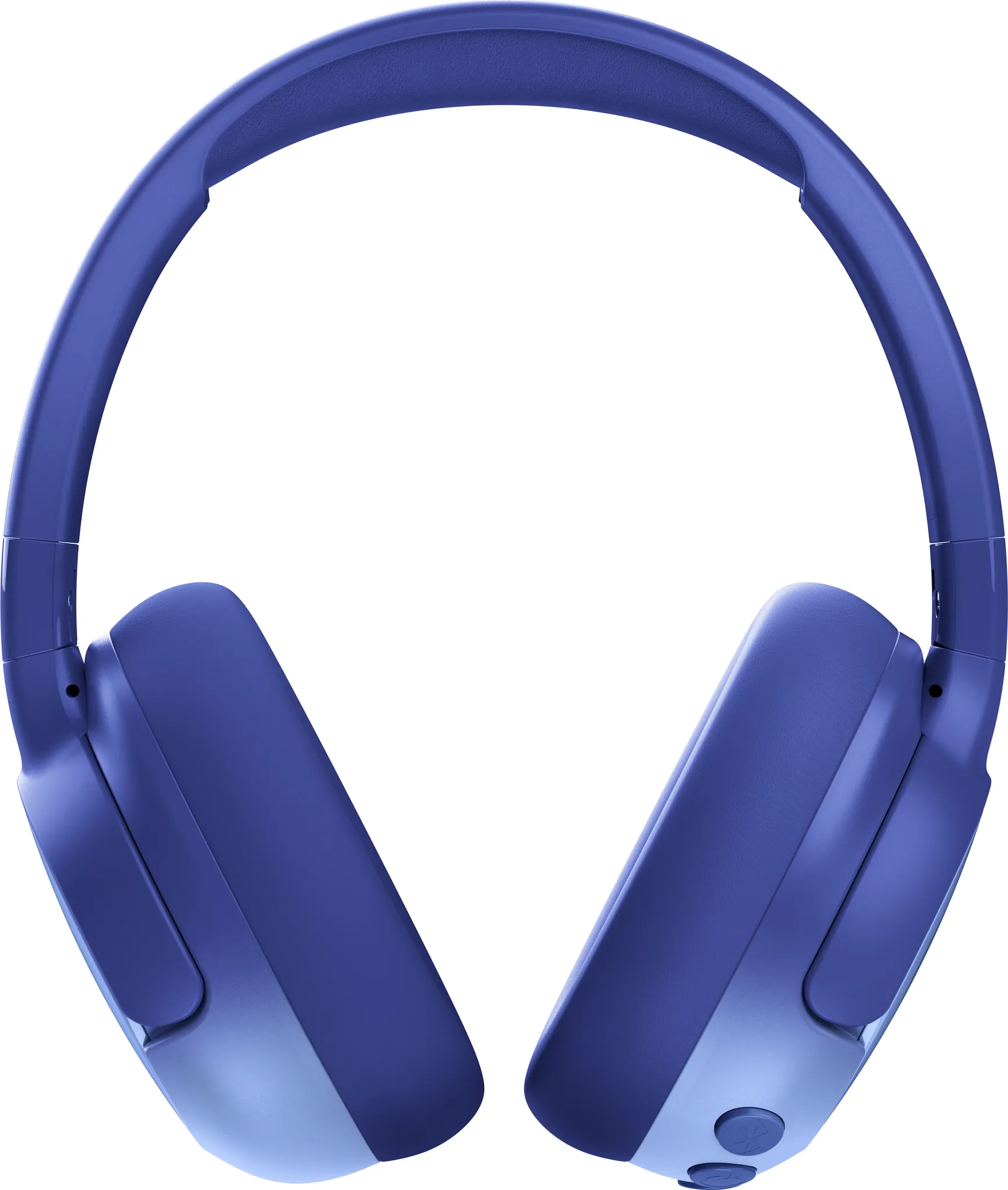 Blaue Over-Ear-Kopfhörer mit modernem Design, Tasten sichtbar.