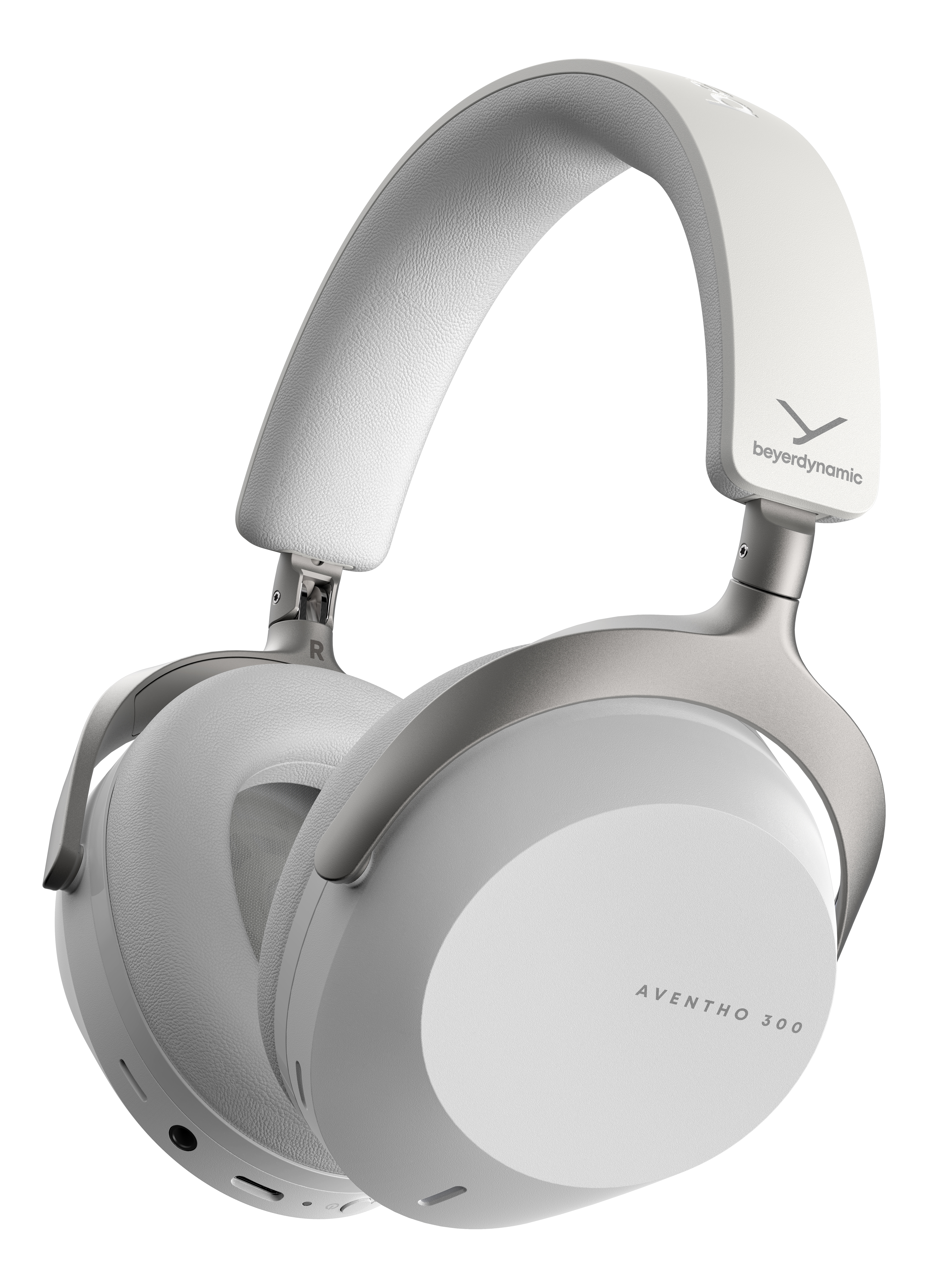 Cuffie bianche e argentate con il marchio Beyerdynamic.