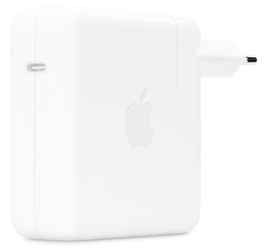 Biała ładowarka Apple z portem USB-C.
