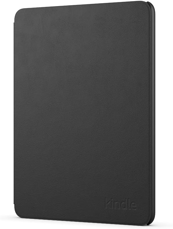 Una funda Kindle negra con el logotipo de Kindle en la esquina inferior derecha.