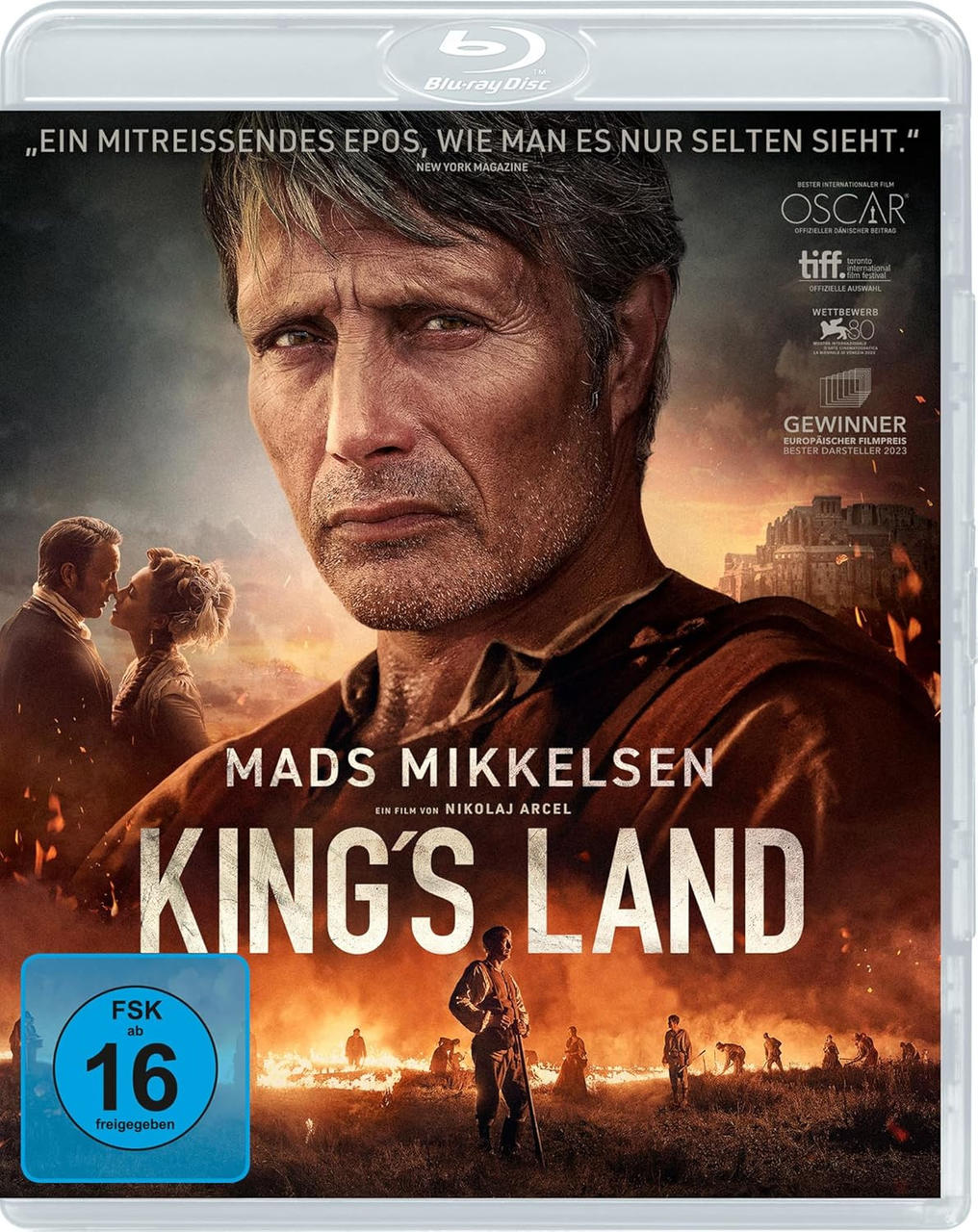 Mads Mikkelsen auf dem Cover der Blu-ray Disc des Films 'King's Land'.