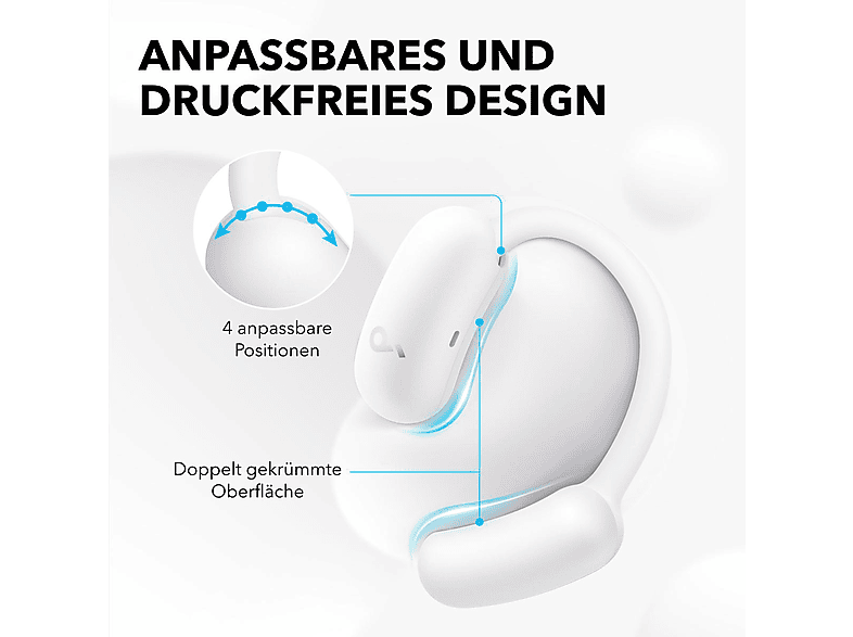Anker Soundcore AeroFit 2 Kabellose Open-Ear Earbuds mit anpassbarem Halt, Weiß; Bluetooth Kopfhörer — Foto 3 von 5