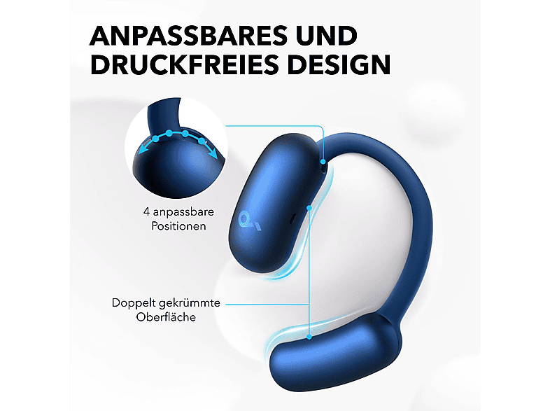 Anker Soundcore AeroFit 2 Kabellose Open-Ear Earbuds mit anpassbarem Halt, Blau; Bluetooth Kopfhörer — Foto 3 von 5