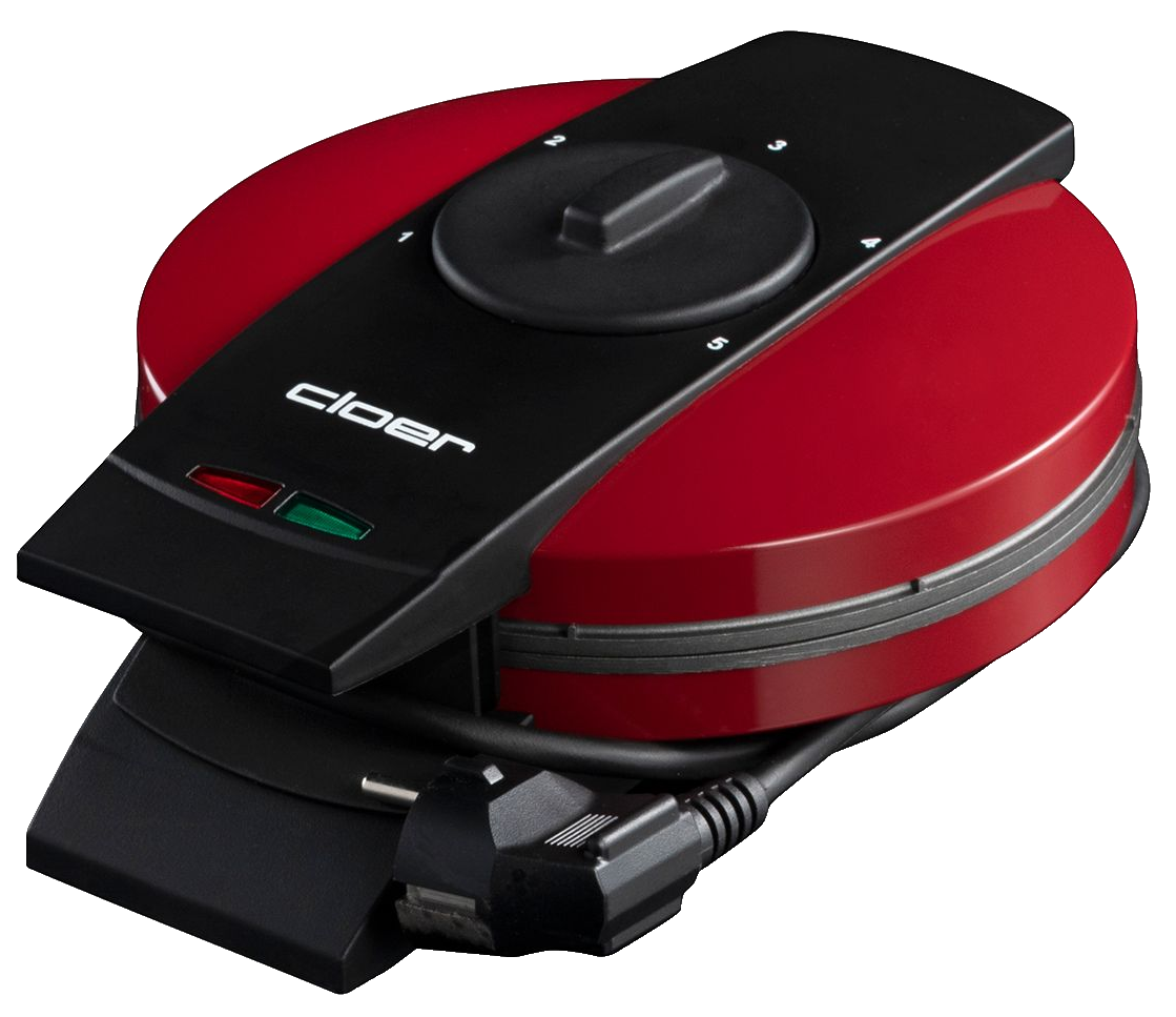 CLOER 1633 Gofrisütő Öntvény sütőlap, piros metál, kábeltartóval