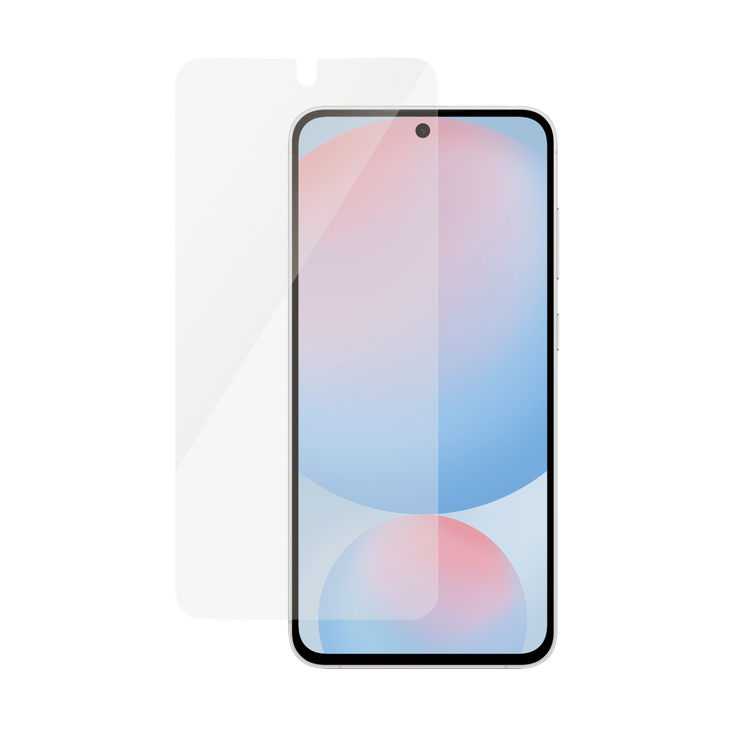 Un smartphone avec un protecteur d'écran sur fond noir. Le protecteur est transparent.