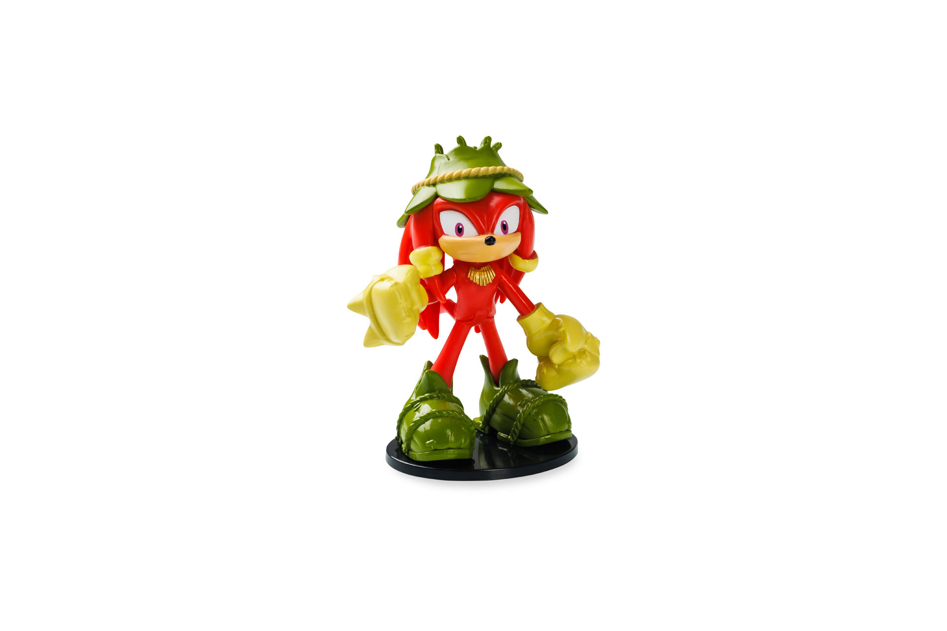 Knuckles the Echidna Figur mit grünem Hut, gelben Händen und Füßen und rotem Körper.