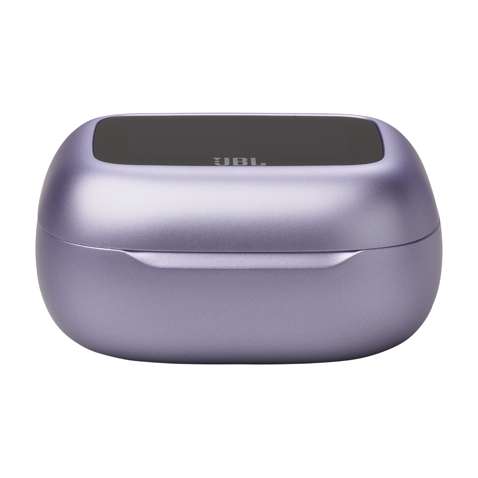 Üstünde JBL logosu olan mor JBL kulaklık şarj kutusu.