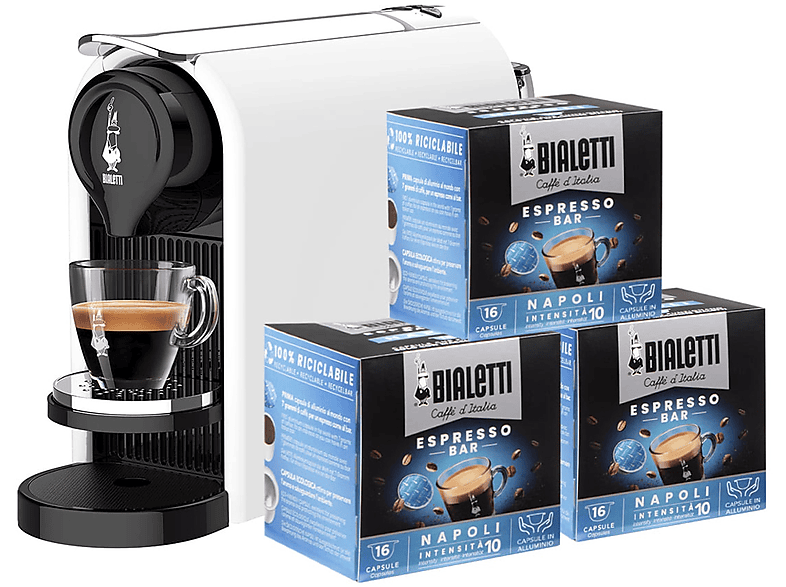 Bialetti Gioia Plus +48Cap Macchina Caffé Automatica, Bianco