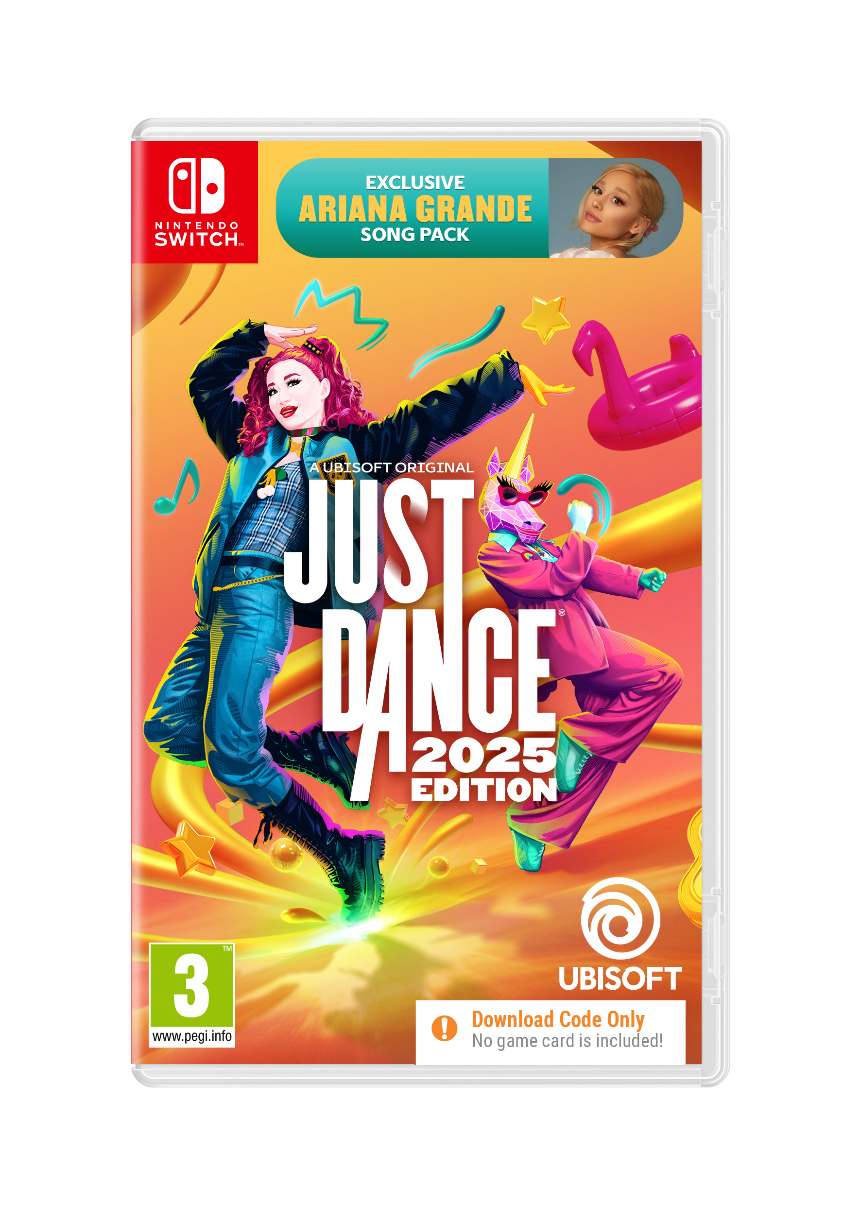 Just Dance 2025 Spielhülle für Nintendo Switch mit Ariana Grande.