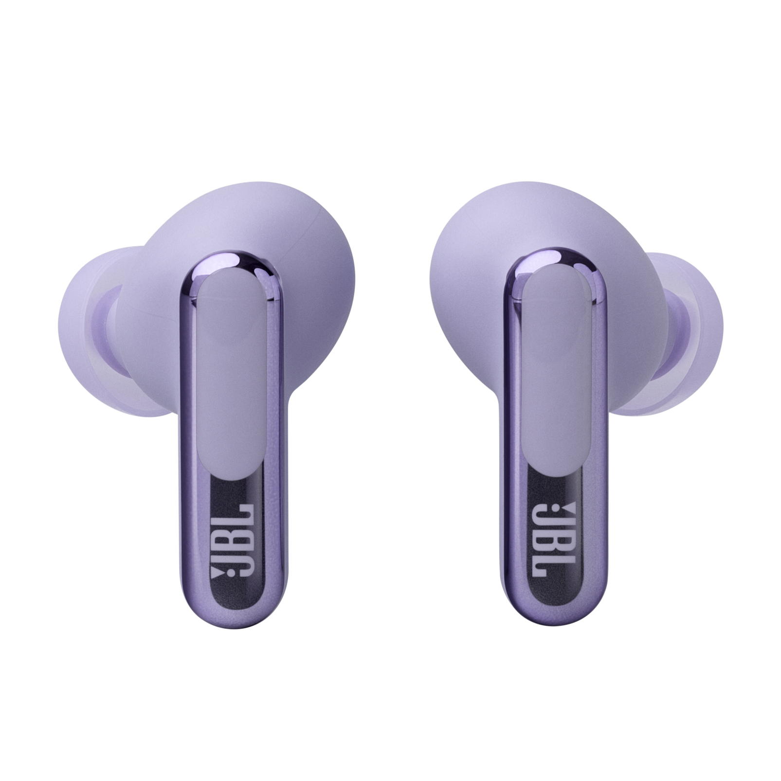İki mor JBL kulaklık. JBL logosu kulaklıkların dışında görünüyor.