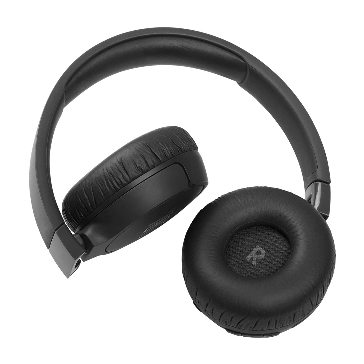 Cuffie over-ear nere con il padiglione destro che mostra il simbolo "R".