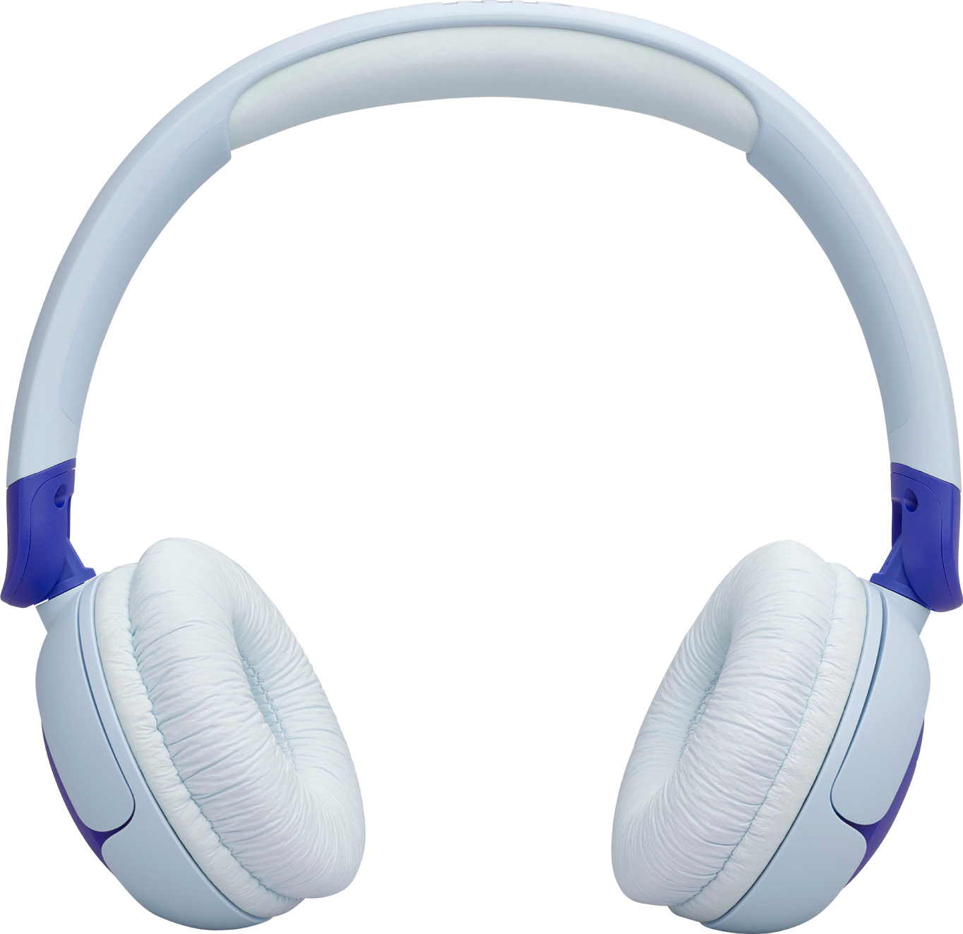 Une paire de casques circum-auriculaires bleu clair avec des accents bleu foncé.