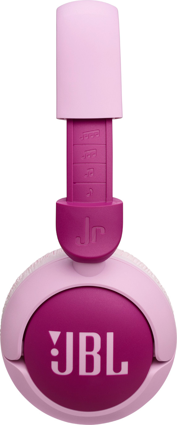 Casque JBL rose et violet. Les coussinets, l'arceau et la tige sont de nuances différentes.