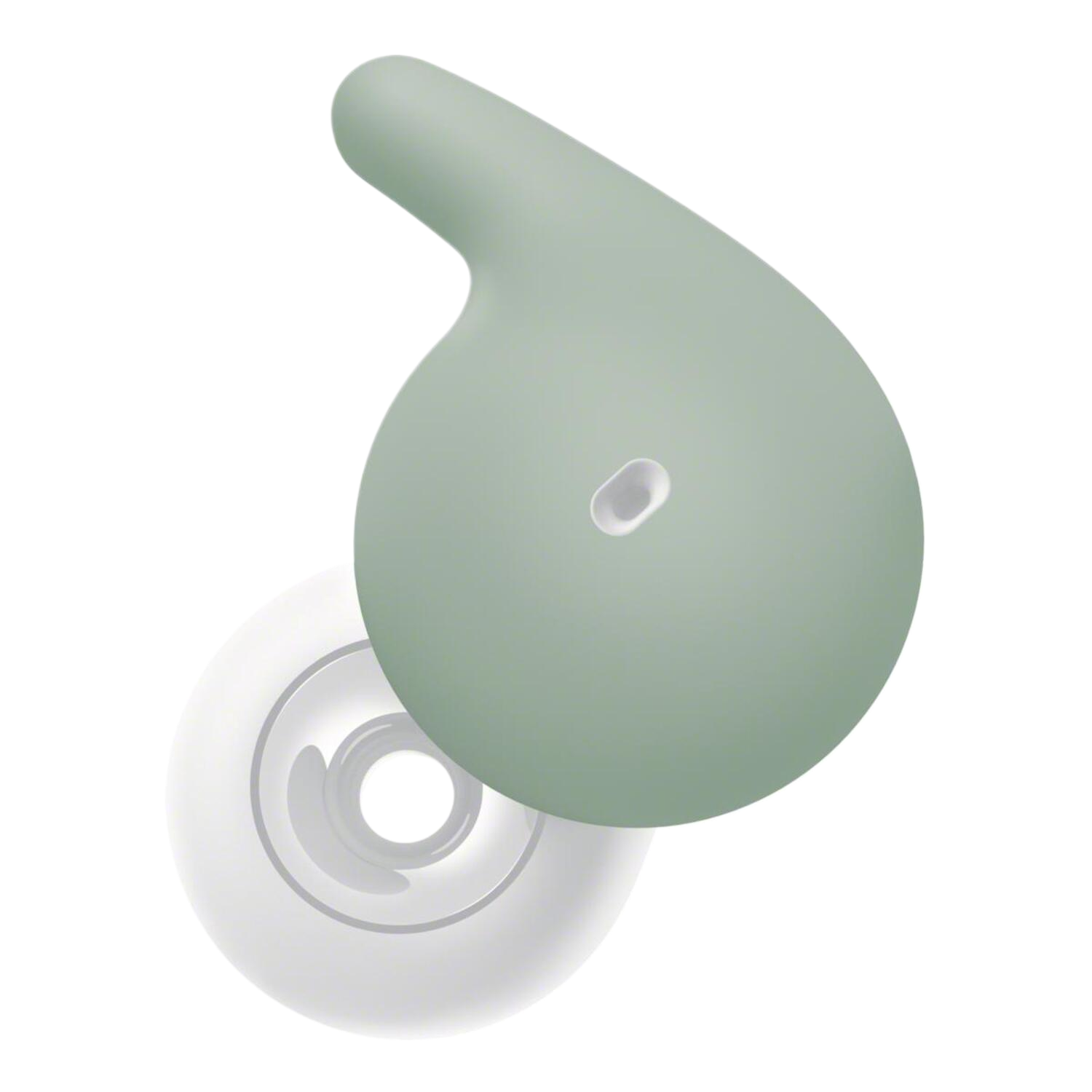 Een lichtgroen medisch hulpmiddel met een witte cirkel, op een zwarte achtergrond. Bovenste deel is gekanteld.
