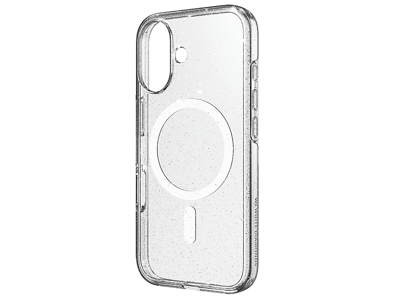 WHITE DIAMONDS Mag Glitter Case, Backcover, Apple, Apple iPhone 16, Transparent