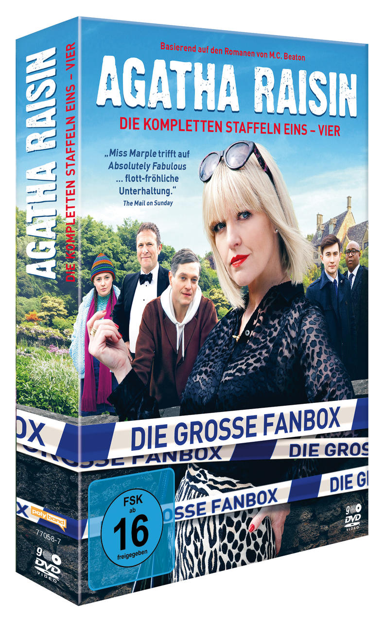 DVD-Cover: Agatha Raisin, Die kompletten Staffeln Eins - Vier.