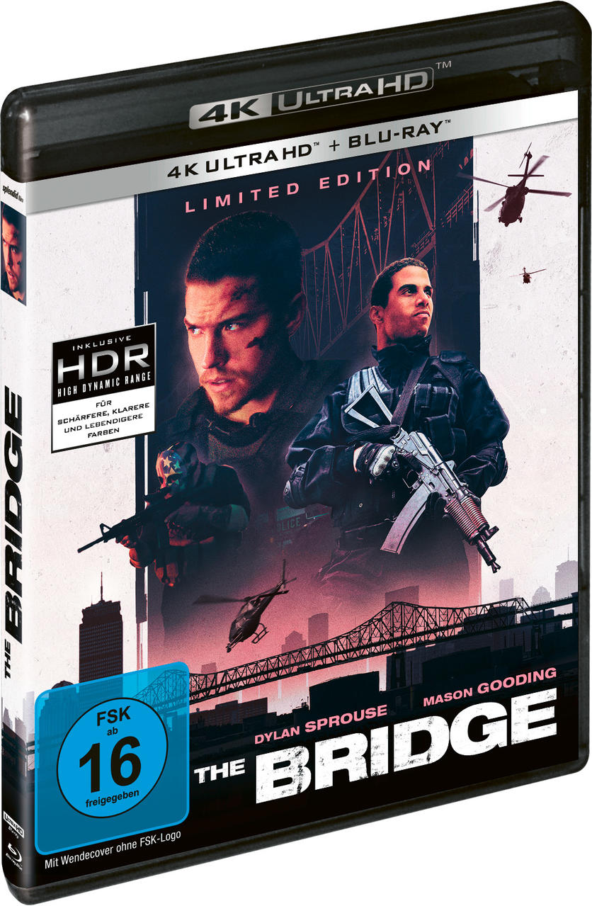 Filmcover mit zwei Männern mit Waffen und einer Stadtbrücke im Hintergrund.