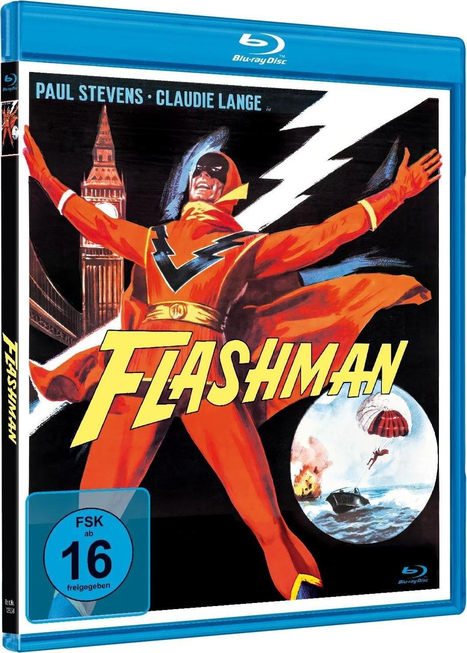 DVD-Hülle mit einem Comic-Bild eines Superhelden in Rot und Schwarz.