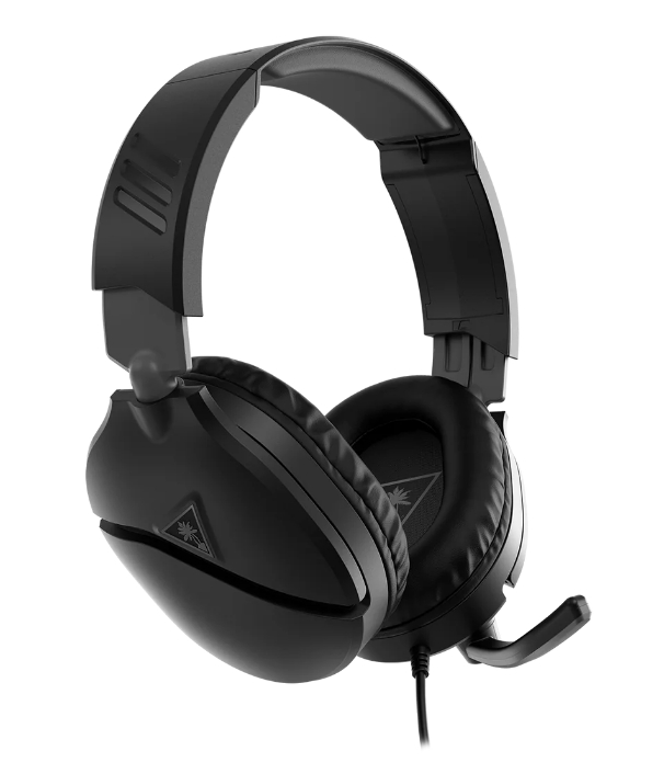 Czarne słuchawki dla graczy z mikrofonem i kablem.