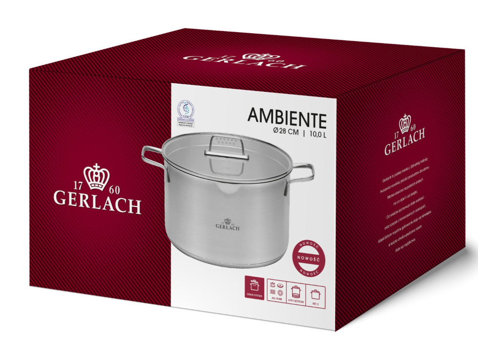 Garnek w pudełku z tekstem.