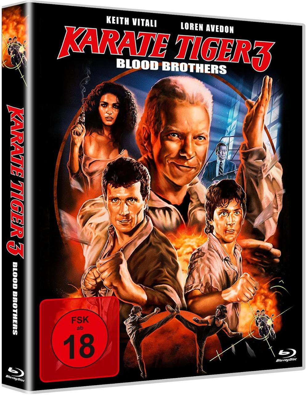 Karate Tiger 3 DVD-Cover. Bild zeigt Mann mit Waffe, zwei kämpfende Männer und Mann mit erhobener Hand.