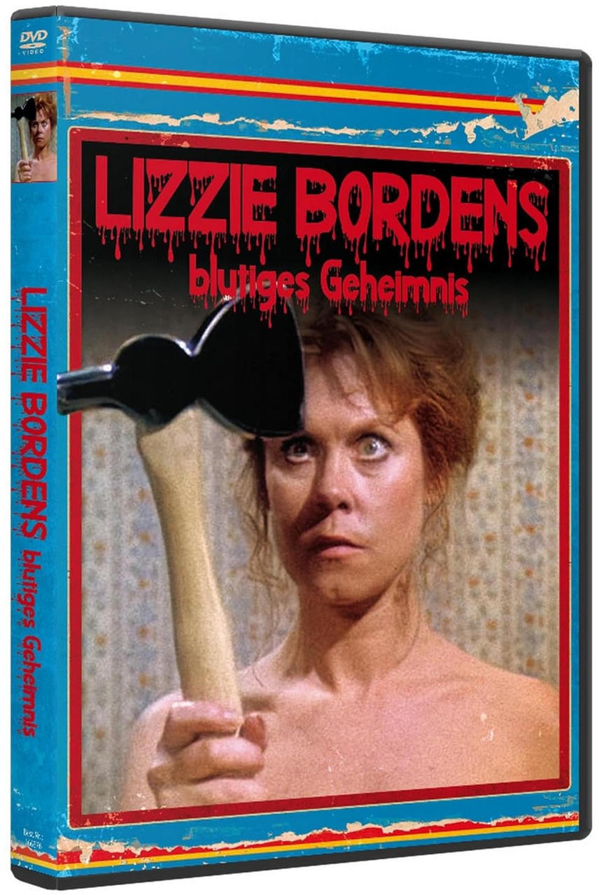 DVD-Cover: Frau mit Axt, Blut. Deutscher Titel: Lizzie Bordens blutiges Geheimnis.