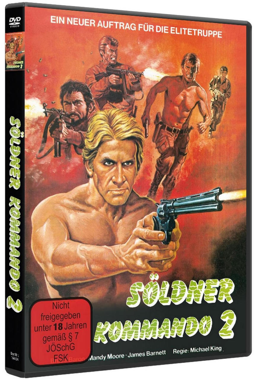 DVD-Cover: Männer mit Waffen, Action-Szene, Titel 'Söldner Kommando 2'.