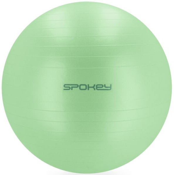 Jasnozielona piłka gimnastyczna z logo Spokey pośrodku.