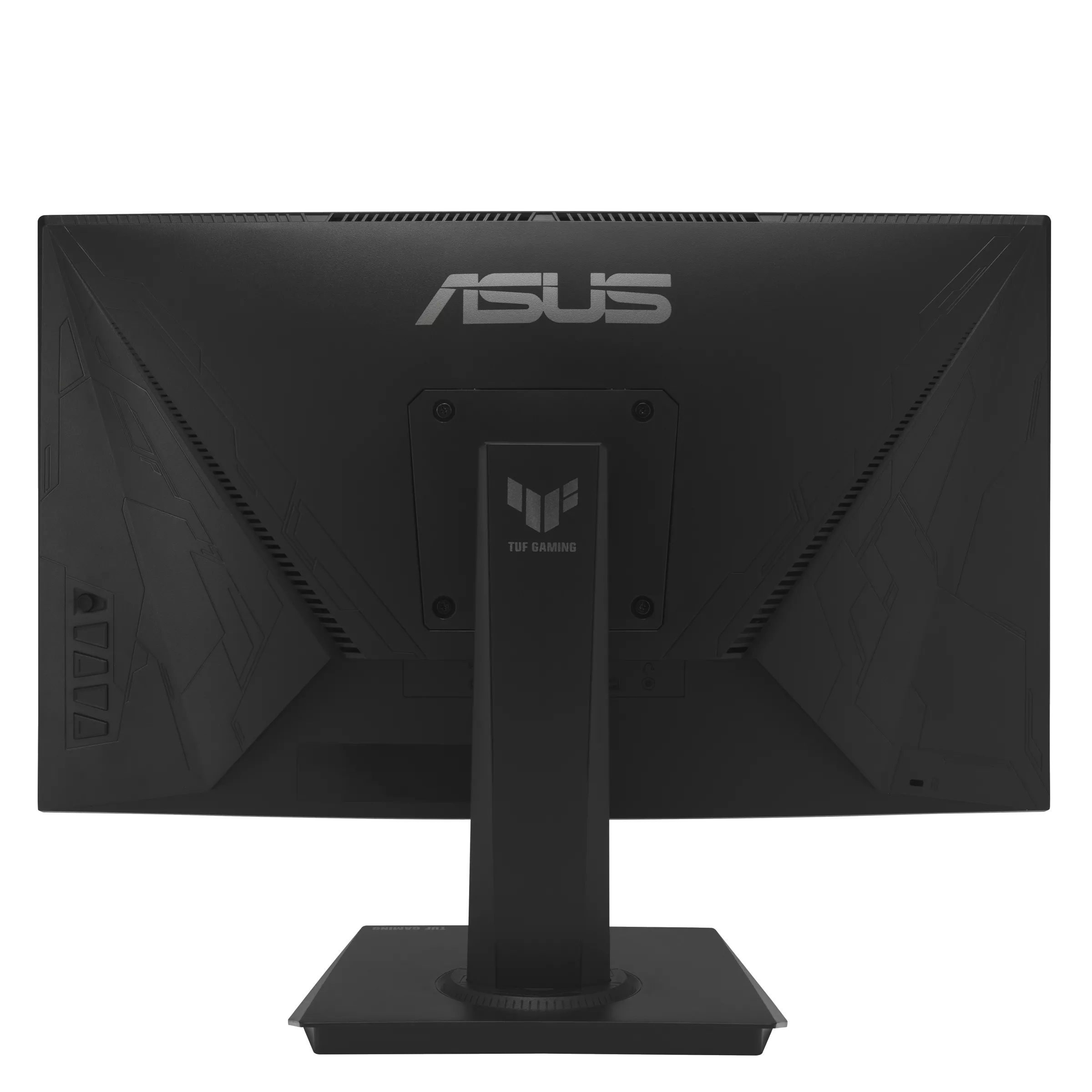Siyah bir ASUS oyun monitörünün arkası. ASUS ve TUF logoları görülebilir.