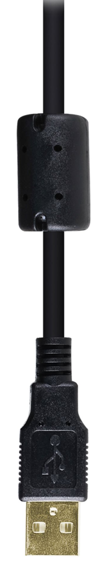 USB-kábel fekete kábellel és fejjel.