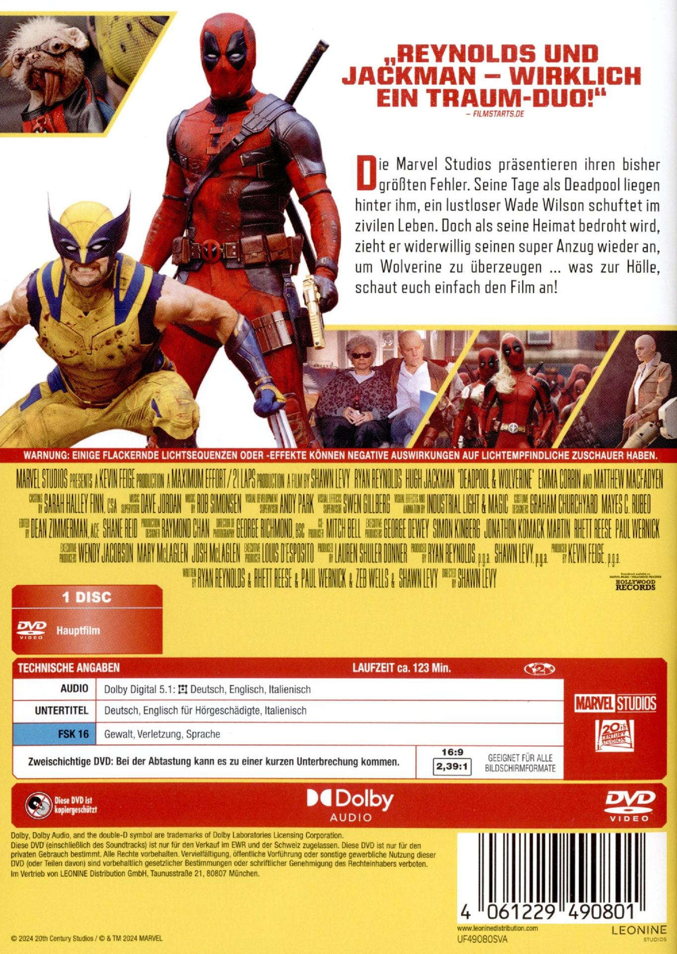 DVD-Cover mit Deadpool und Wolverine. Text auf Deutsch.