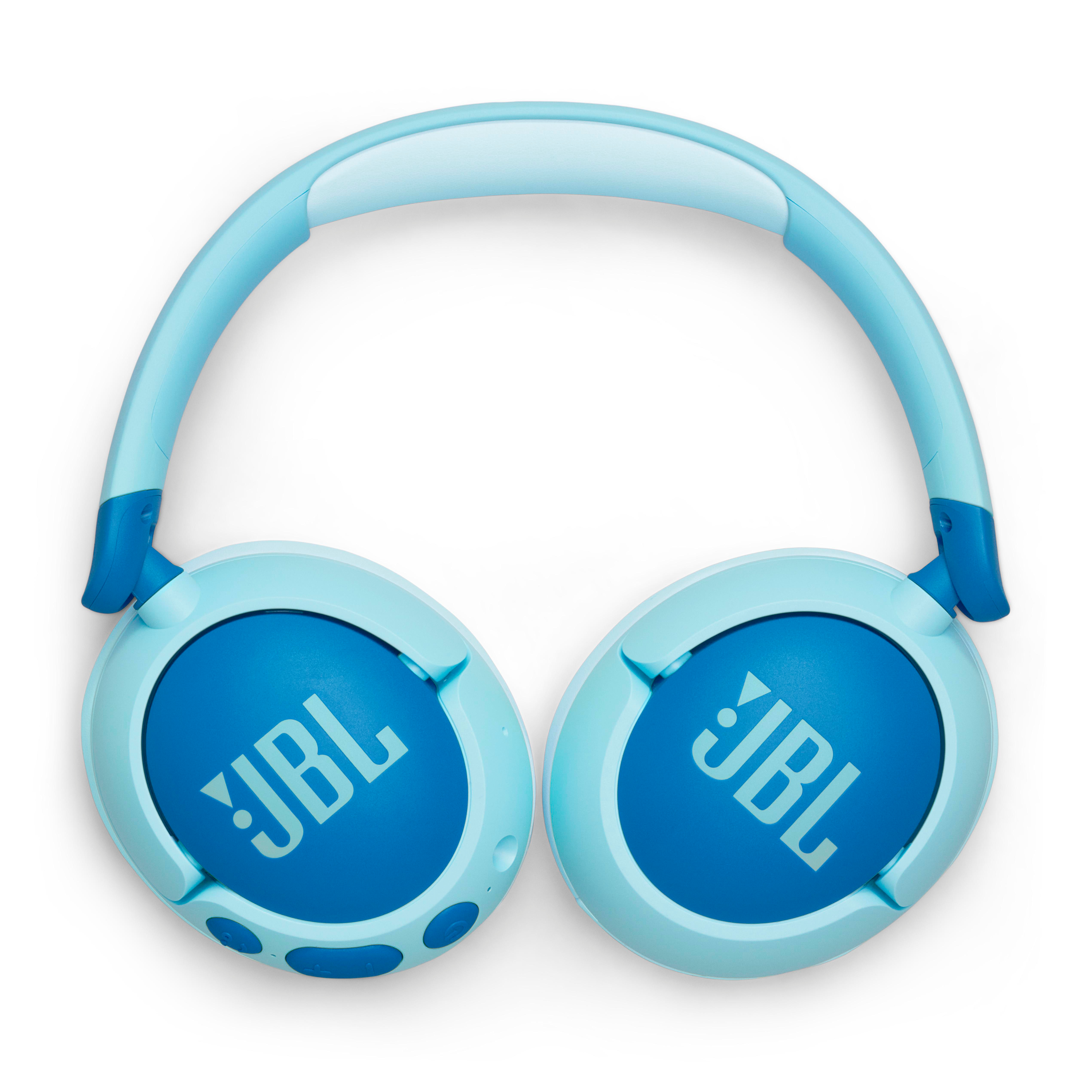 Blaue JBL Kopfhörer, Draufsicht.