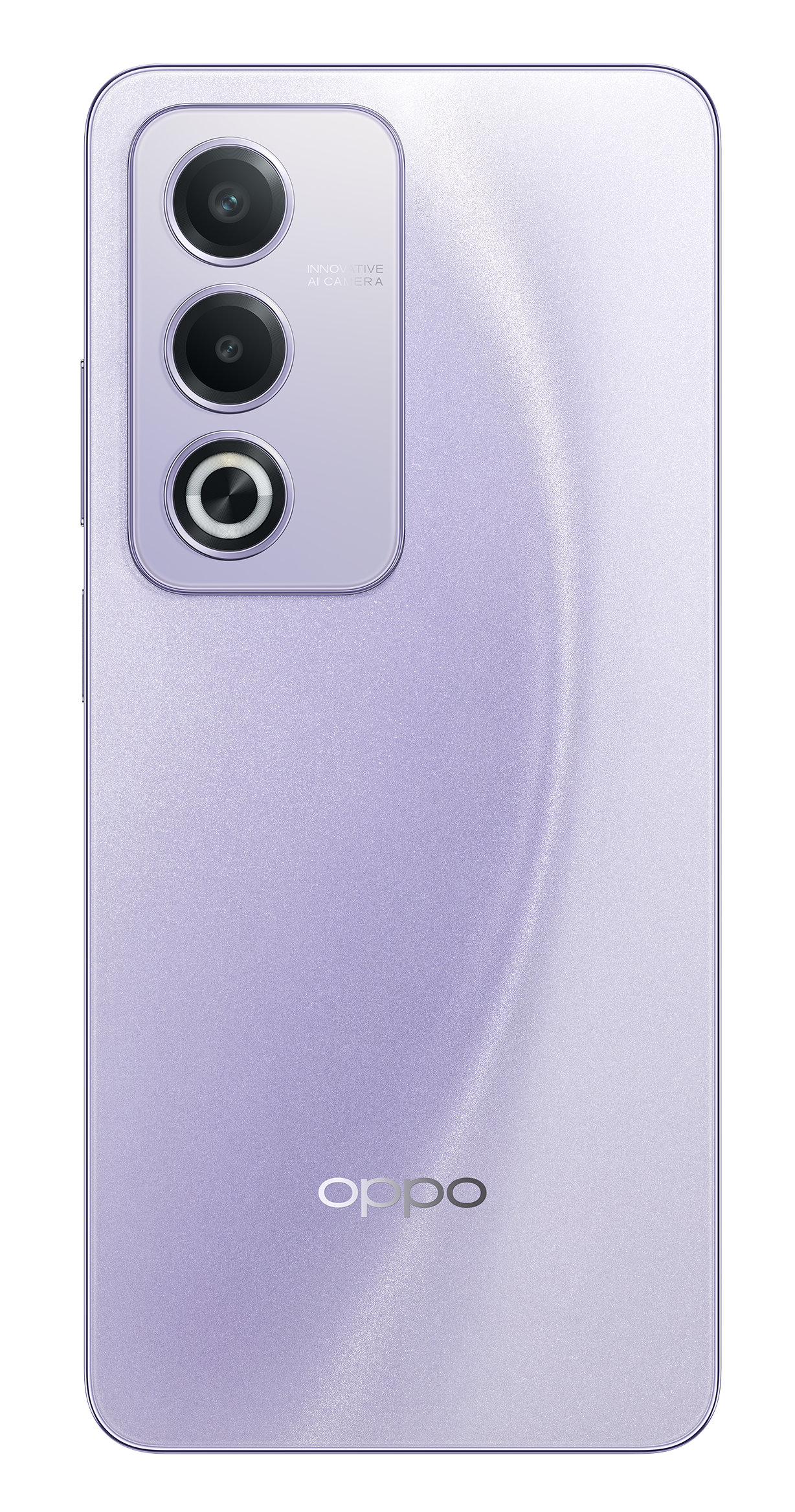 Fioletowy tył telefonu Oppo z aparatami i logo Oppo.