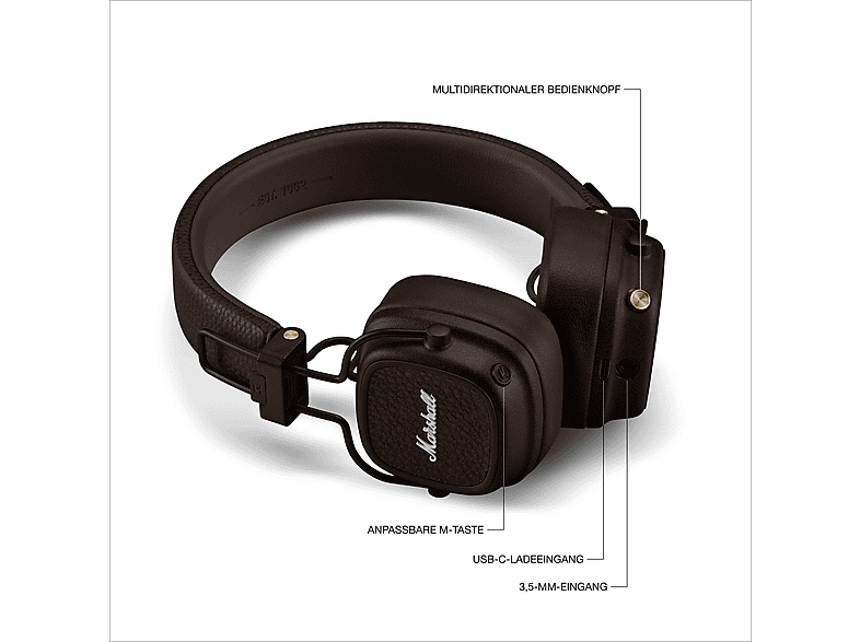 Marshall Major V Kopfhörer On Ear, Brown — Foto 5 von 5